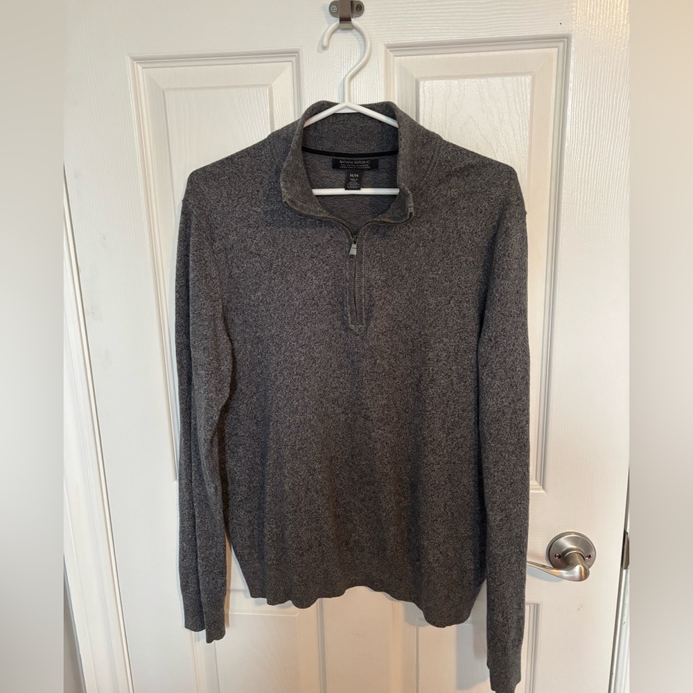 Banana Republic Gray Quarter-Zip Sweater (Cotton Cashmere blend)